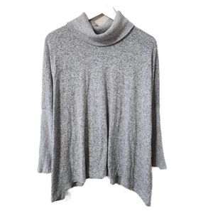 Peyton Jensen Cowl Neck Sweater‎ Womens Size XS Brushed Knit Dolman Sleeve Gray